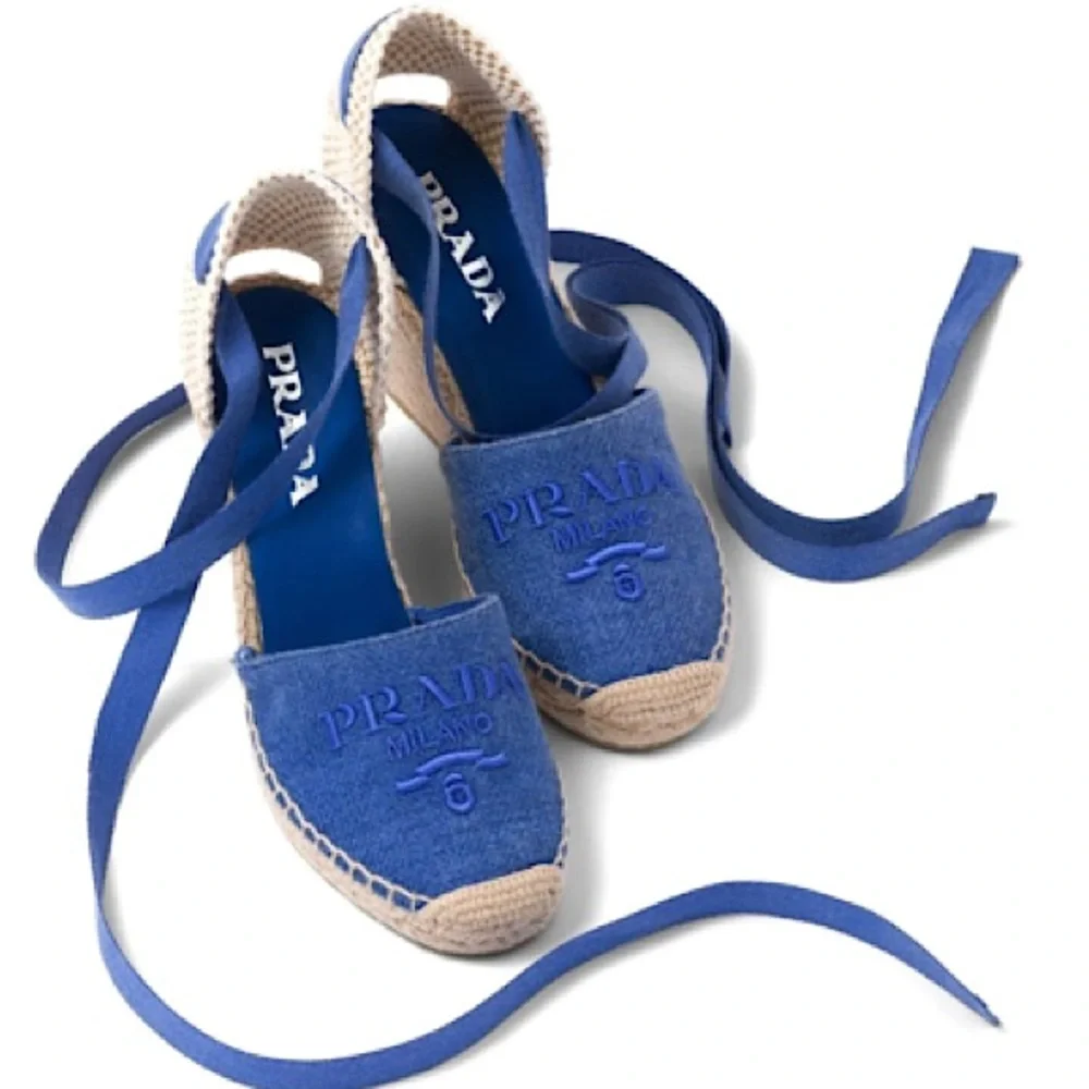 Like new PRADA Wrap Around Espadrille Sandals $985 38 - Picture 1 of 12